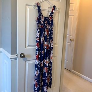 Blue floral maternity maxi dress